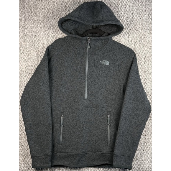 The North Face Tops - The North Face Womens Sherpa Fleece Hoodie Pullover Gray 1/4 Zip M